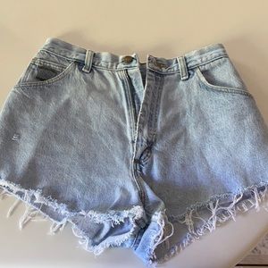 Distressed, vintage Wrangler denim shorts